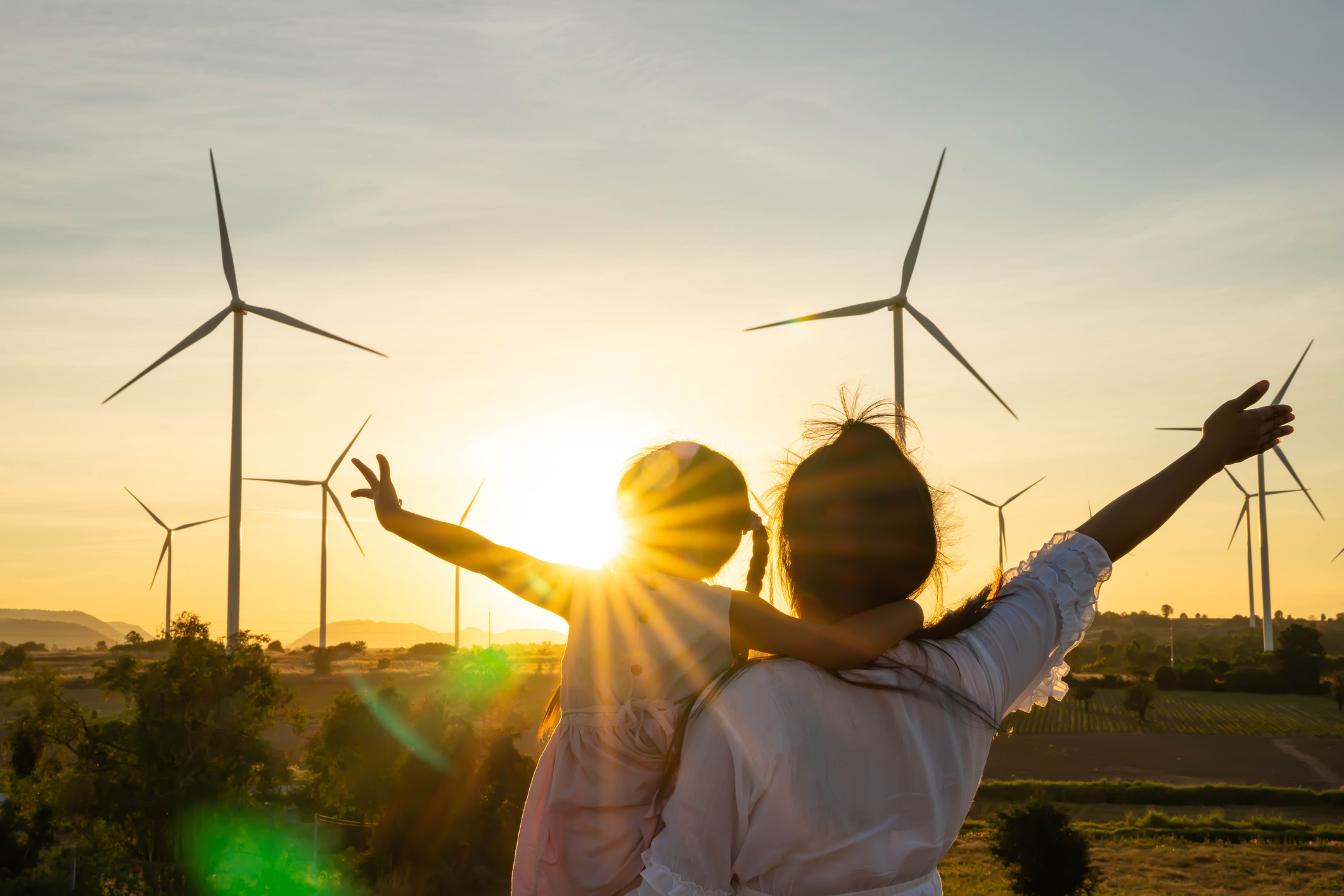 Windmill sunset sustainability